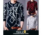 Pack of 3 Checkered Printed T-shirts